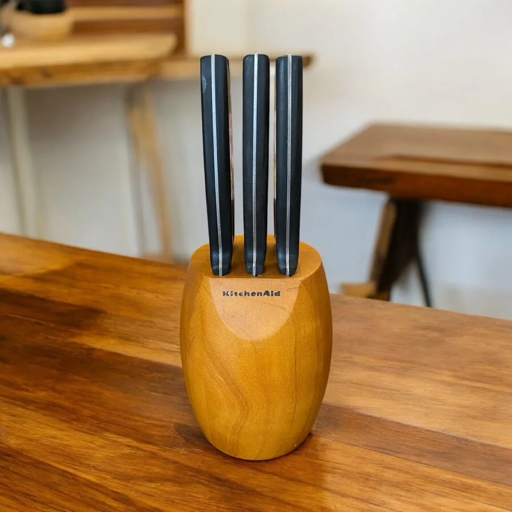 KitchenAid 6-Piece Steak Knife Set with Wood Block EUC